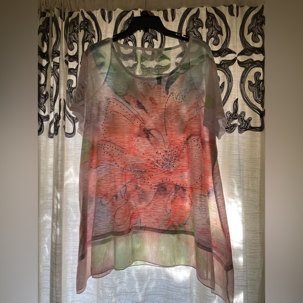 Semi Sheer Watercolor Floral Top